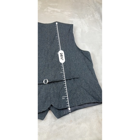 Emerald Isle Weaving Mens Navy Herringbone Wool Touch Waistcoat Vest Size XXL - Picture 7 of 10
